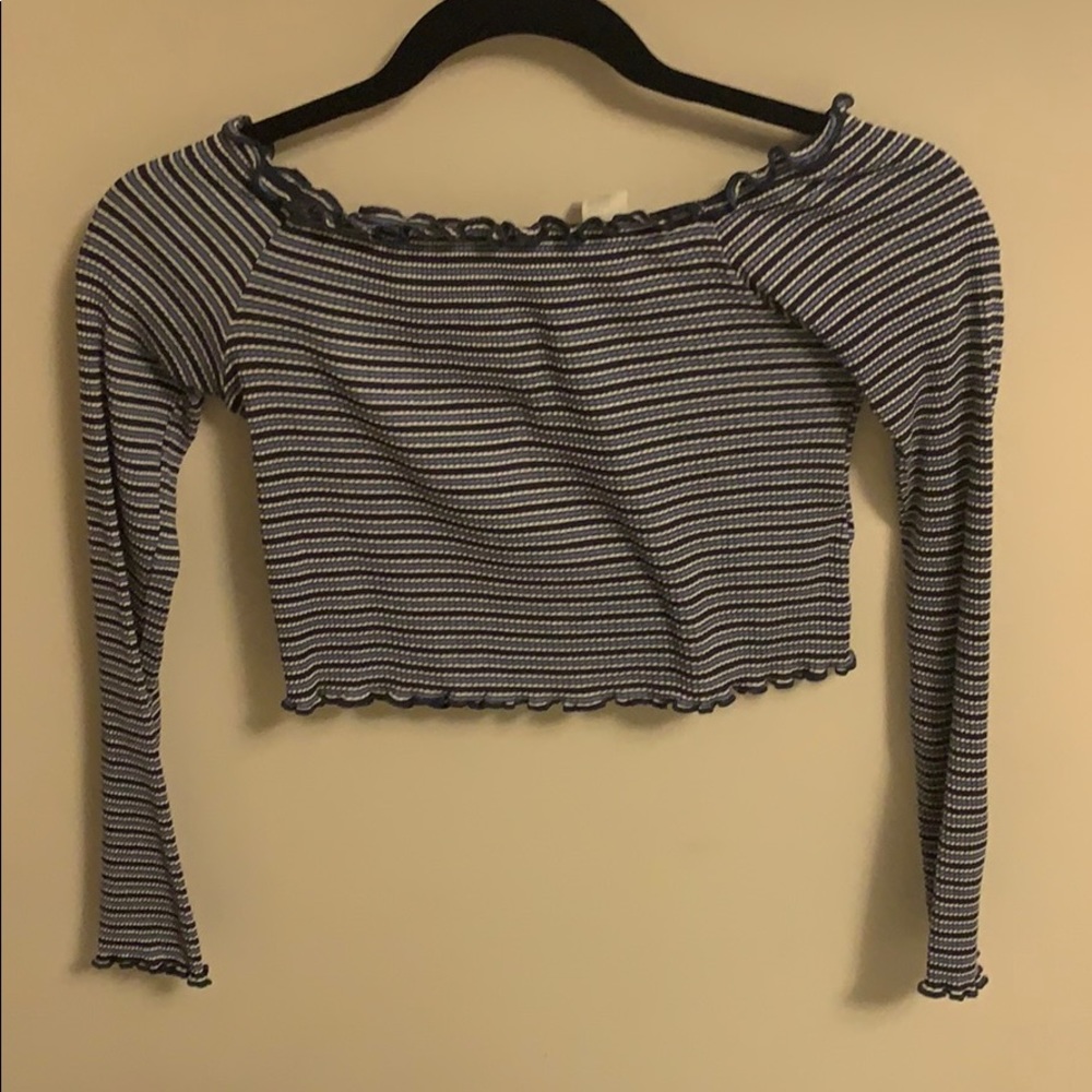 off the shoulder striped top!